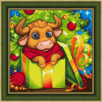 "Алмазная живопись" АЖ-1891 "Новогодний бычок" 25 х 25 см